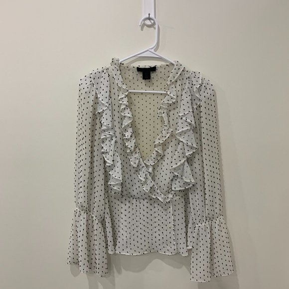 Maison Cinqcent Flared White Blouse - Picture 1 of 2